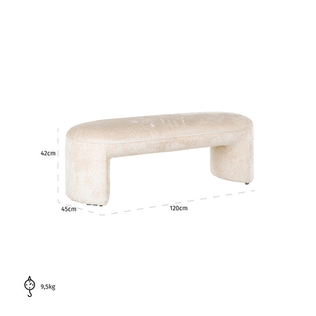 Benk Fargo hvit chenille Richmond Interiors Benk