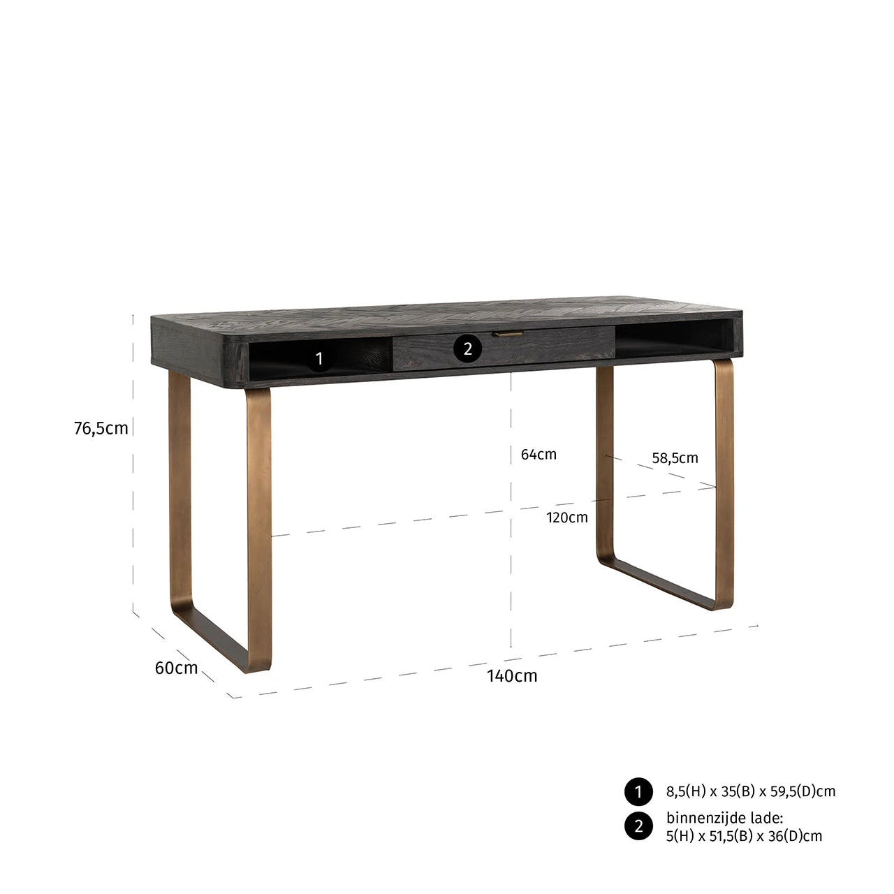 Skrivebord Blackbone Brass svart rustikk Richmond Interiors Skrivebord