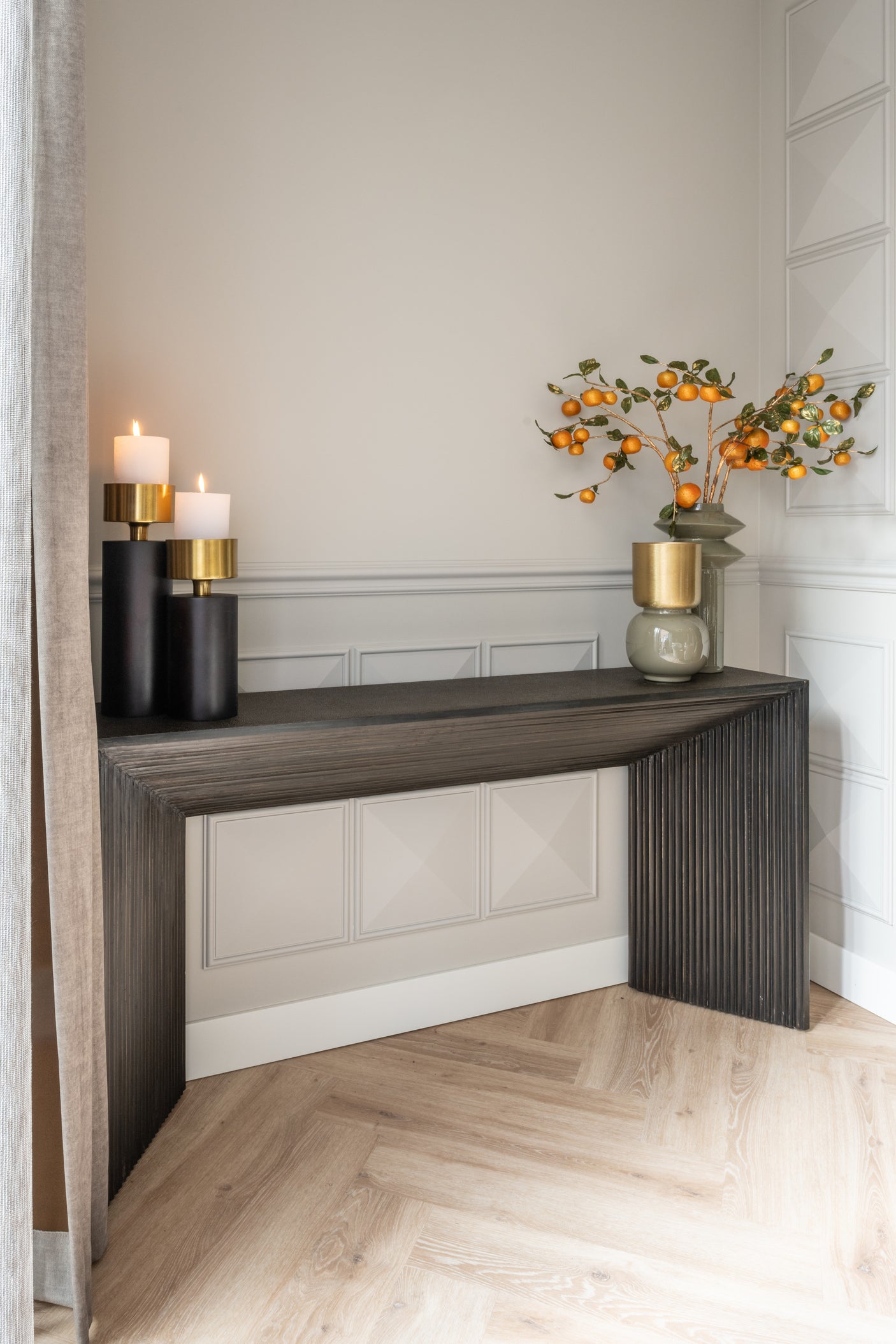 Candle holder Caya svart/gull stor Richmond Interiors Lysestake