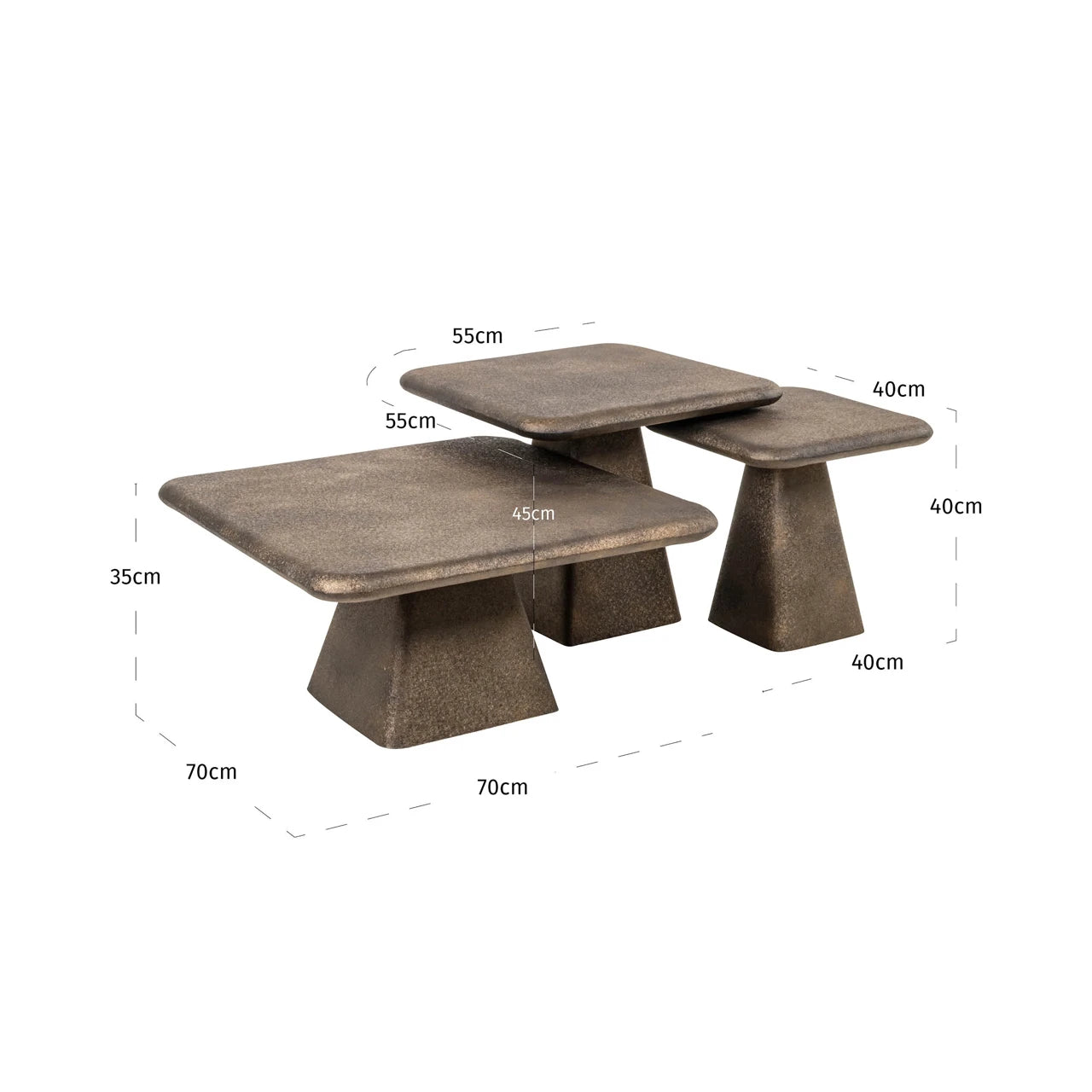 Salongbord Marlie gull sett med 3 Richmond Interiors Sofabord