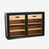 VIVA vitrineskap i tre, lav modell med 2 låser - sort/naturlig Nordal CABINETS