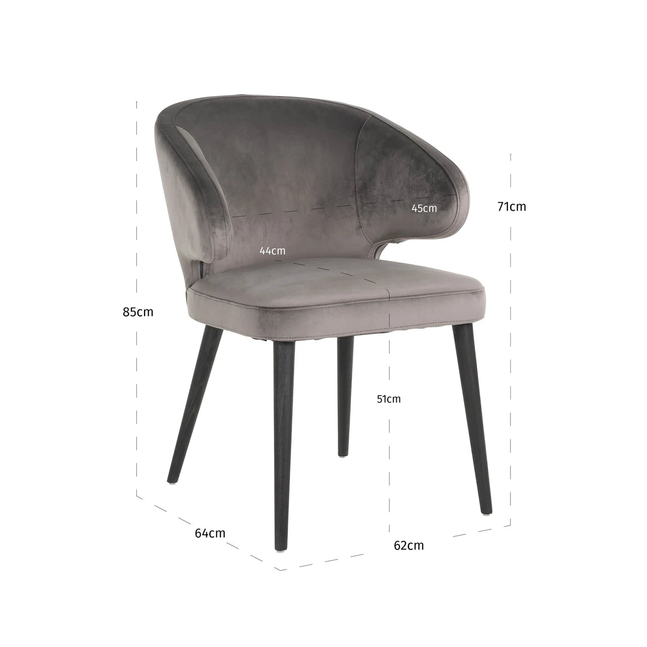 Spisestol Indigo stein fløyel Richmond Interiors Spisestol