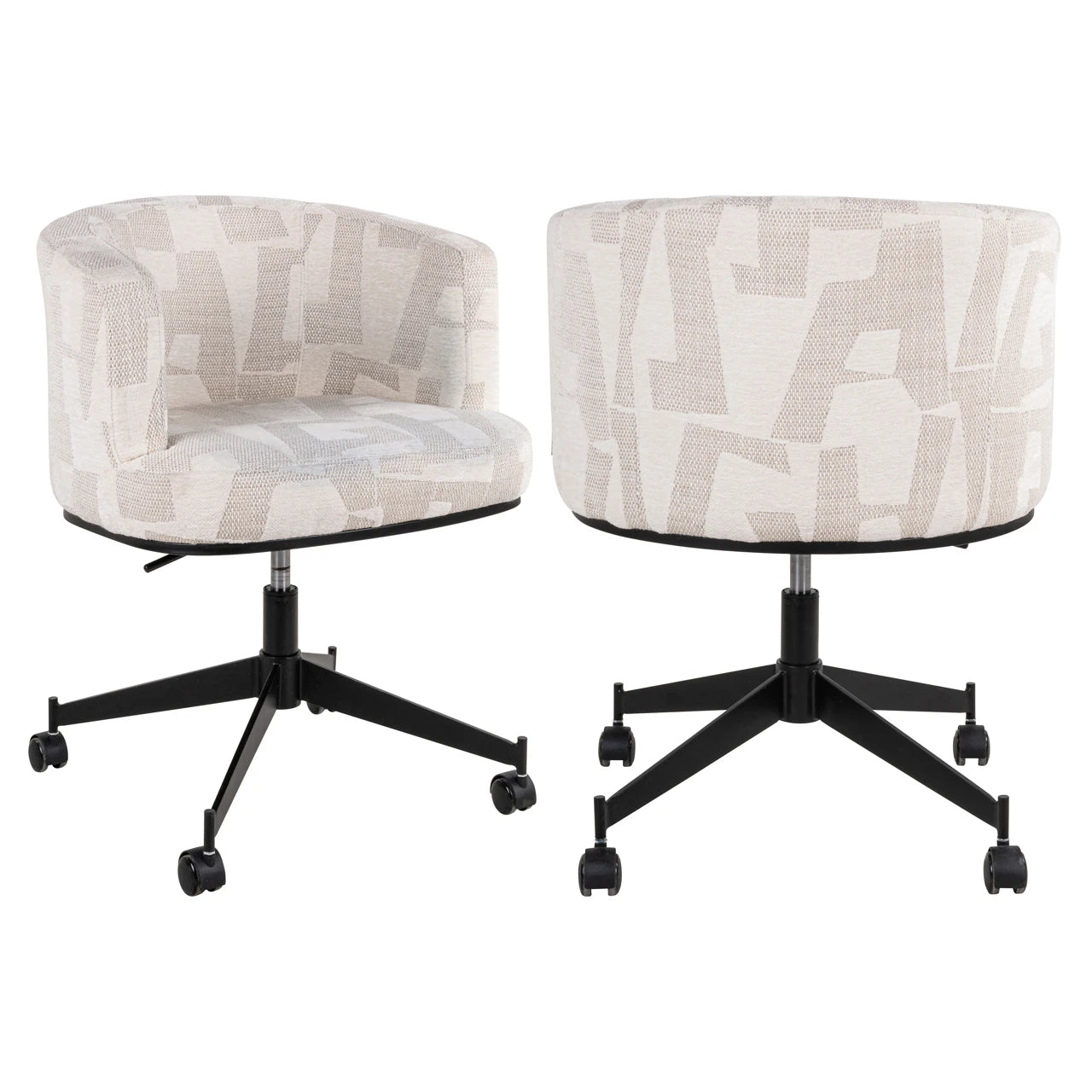 Spisestol Rochenne beige grafisk svingbar på hjul Richmond Interiors Spisestol