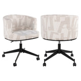 Spisestol Rochenne beige grafisk svingbar på hjul Richmond Interiors Spisestol