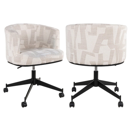 Spisestol Rochenne beige grafisk svingbar på hjul Richmond Interiors Spisestol