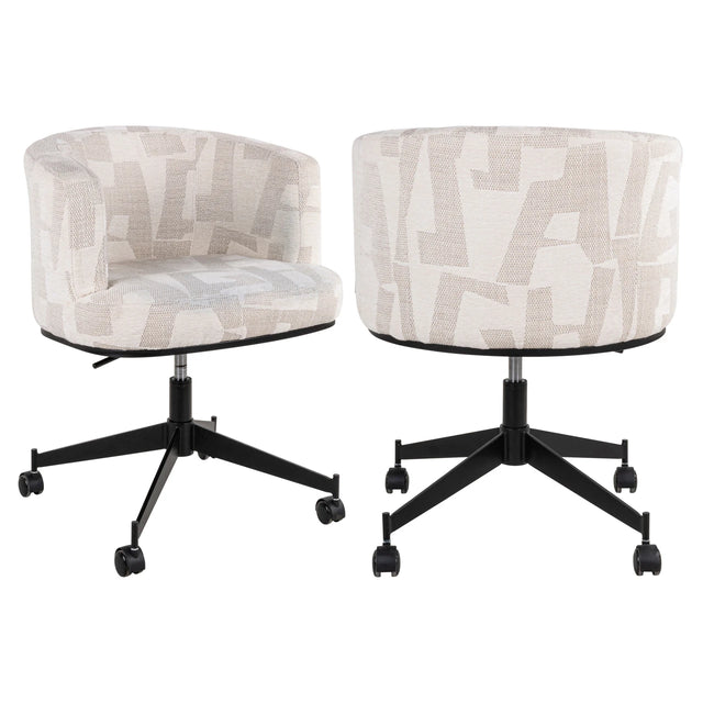 Spisestol Rochenne beige grafisk svingbar på hjul Richmond Interiors Spisestol