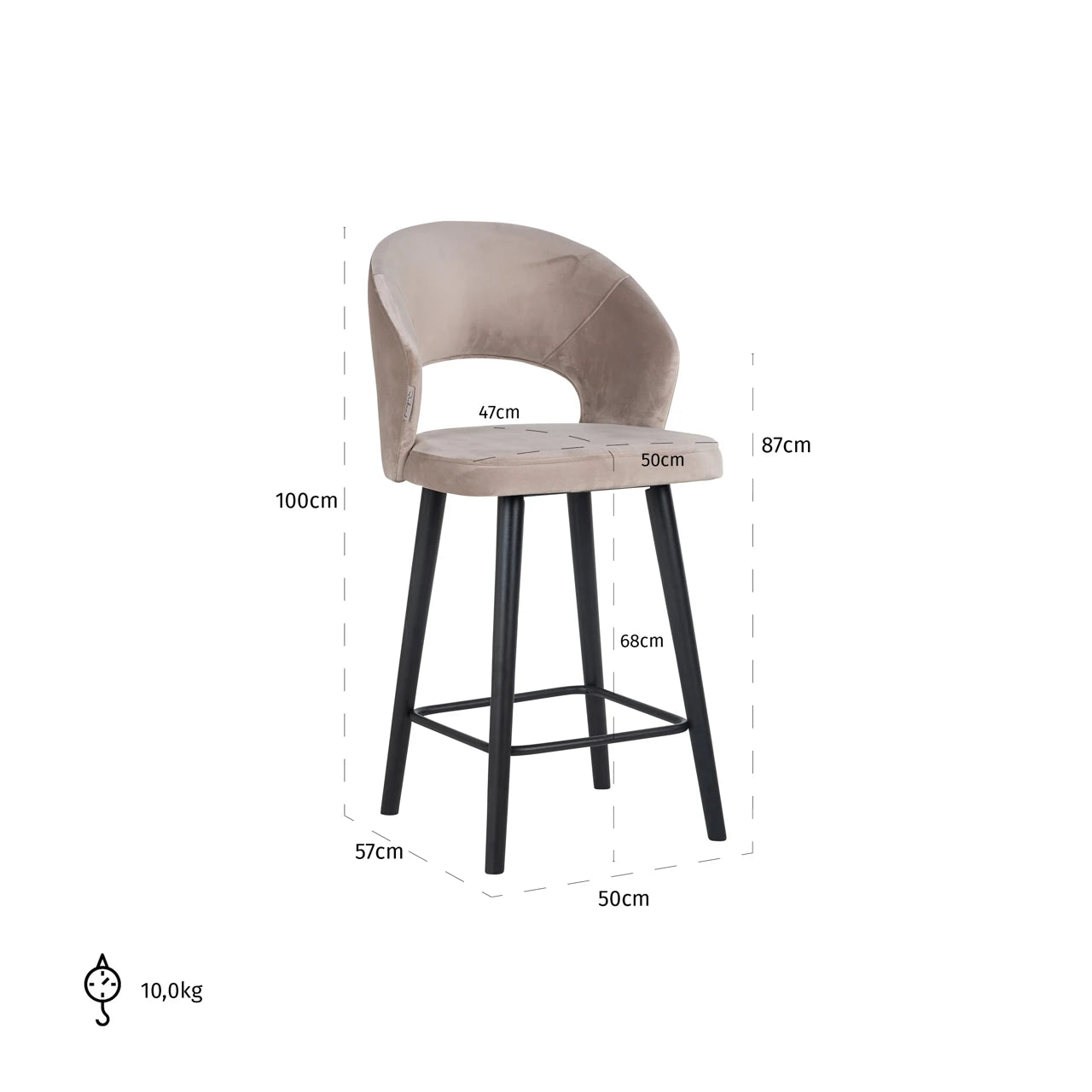 krakk Savoy i khakifarget fløyel Richmond Interiors Barstol