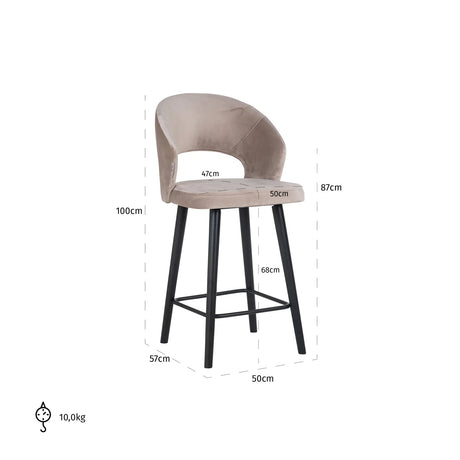 krakk Savoy i khakifarget fløyel Richmond Interiors Barstol