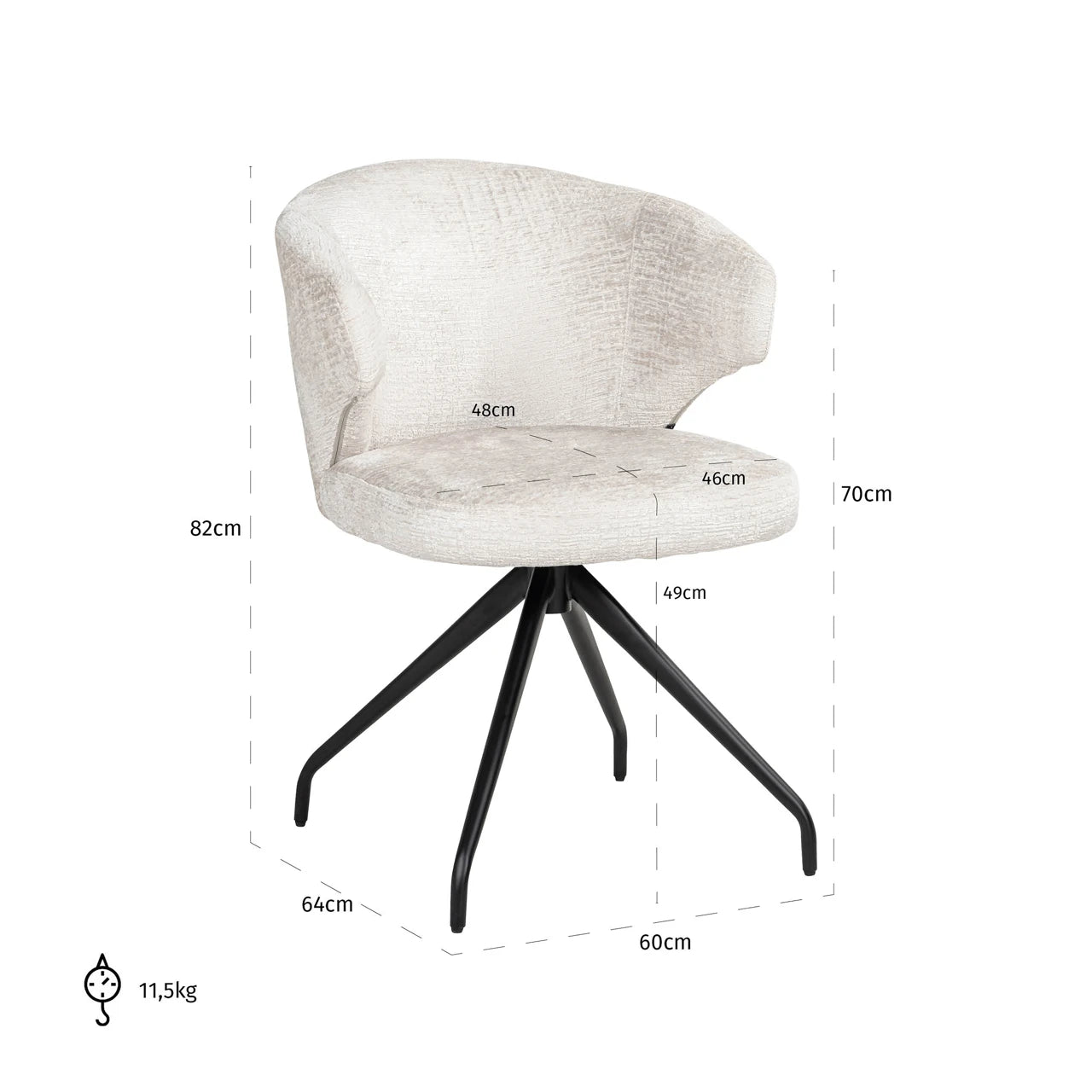 Spisestol Milly cream fusion swivel Richmond Interiors Spisestol