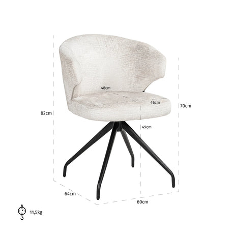 Spisestol Milly cream fusion swivel Richmond Interiors Spisestol