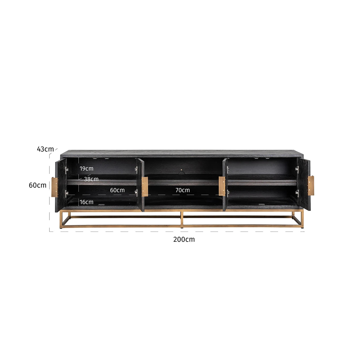 TV-benkskap Blackbone Brass svart rustikk 200 Richmond Interiors TV-benk