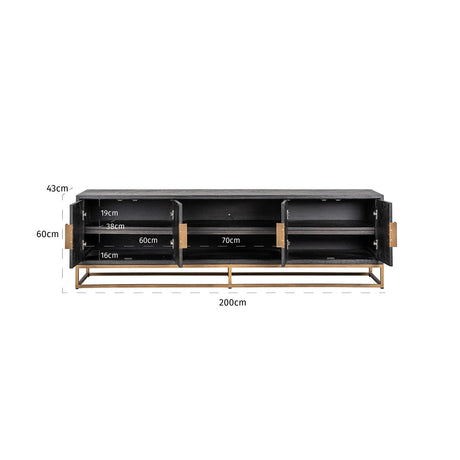 TV-benkskap Blackbone Brass svart rustikk 200 Richmond Interiors TV-benk
