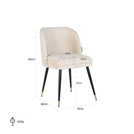 Spisestol Alicia FR hvit chenille brannhemmende Richmond Interiors Spisestol