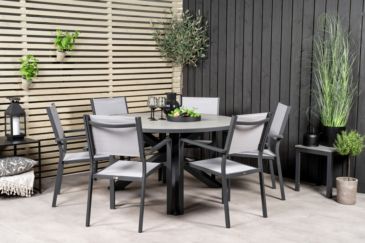 Parma Bord ø 140 + Copacabana Armlenstol Venture Design Spisegruppe