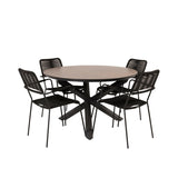 Lama Rundt Spisebord 140 + Lindos Lenestol Venture Design Spisegruppe