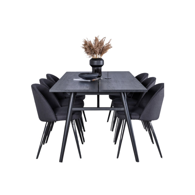 Sleek Extentiontable shed 195*95 + Velvet spisestoler Venture Design Spisegruppe