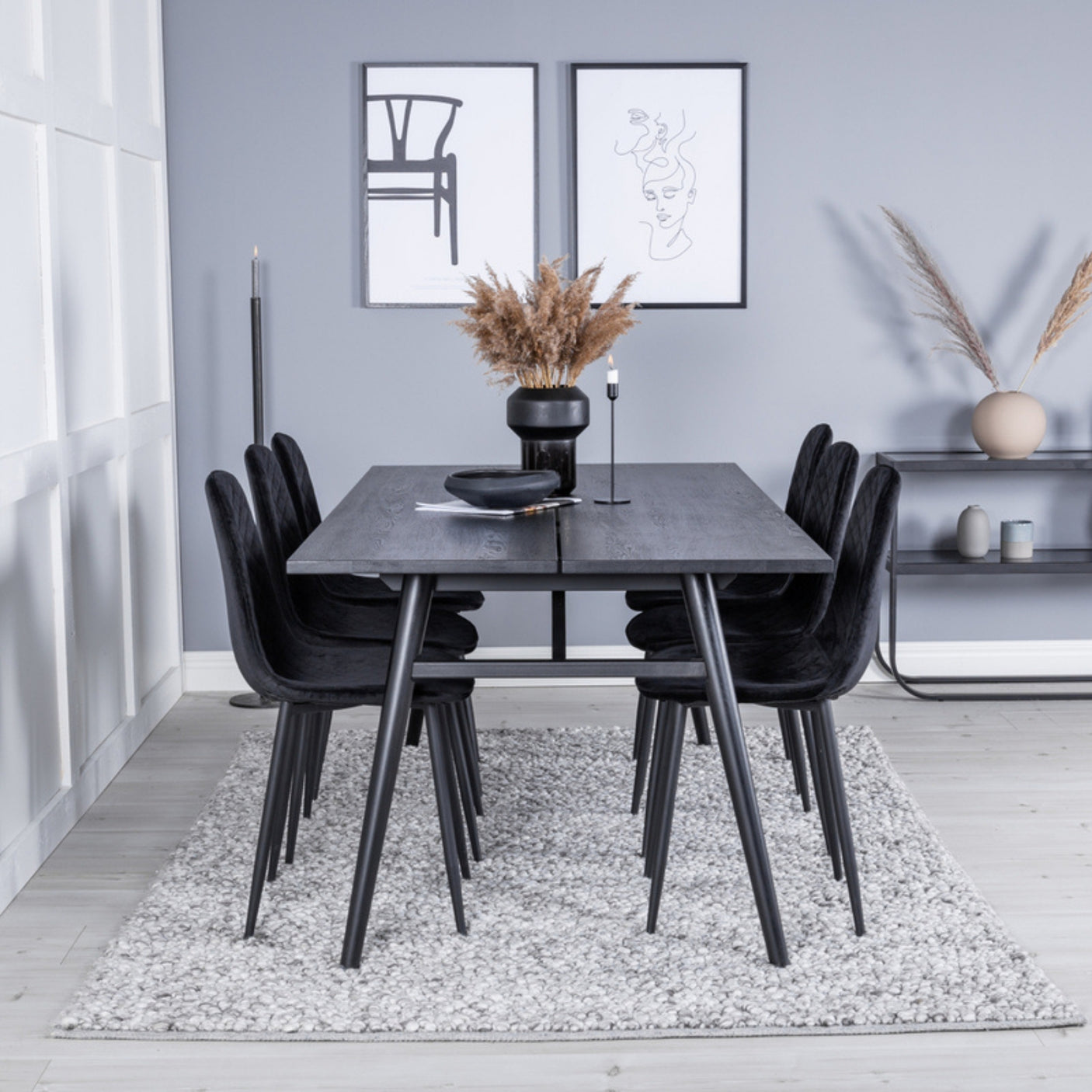 Sleek Extentiontable shed 195*95 + Polar Diamond spisestoler Venture Design Spisegruppe