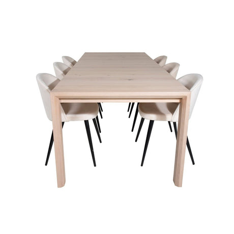 Slider Extention Table 170 +40 +40cm + Velvet spisestoler Venture Design Spisegruppe