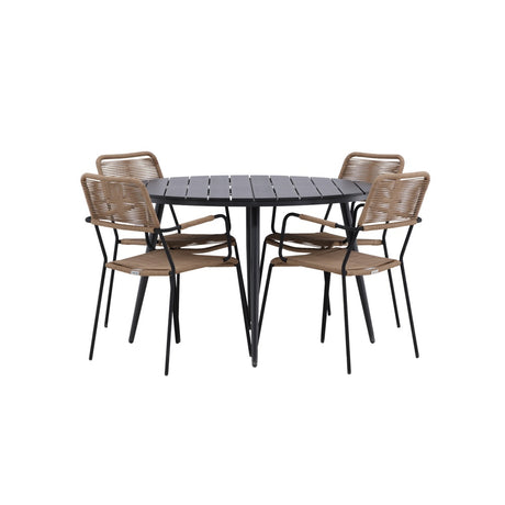 Pause Spisebord Rundt 120ø + Lindos Lenestol Venture Design Spisegruppe