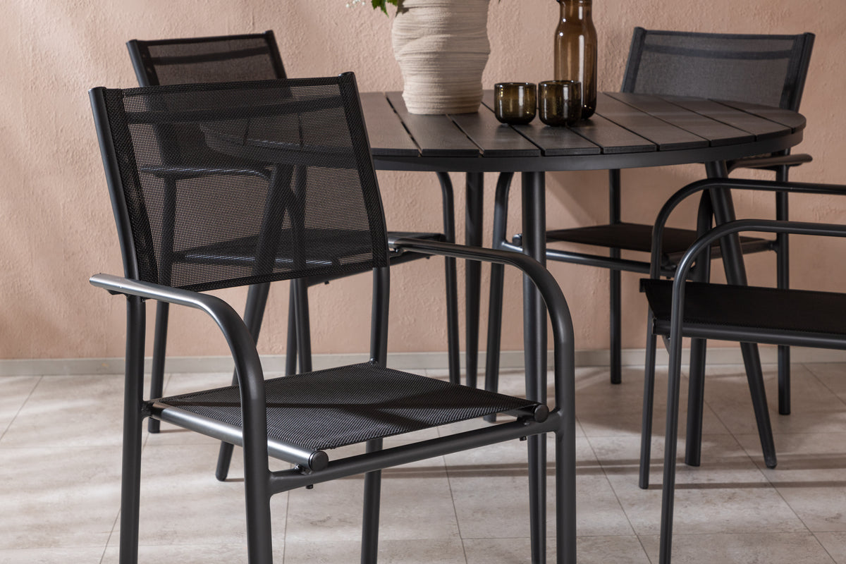 Break Spisebord Rundt 120ø + Santorini Armstol Venture Design Spisegruppe