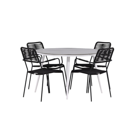Pause Spisebord Rundt 120ø + Lindos Lenestol Venture Design Spisegruppe