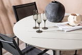 Lina Spisebord Rund 120 cm + Santorini Armstol Venture Design Spisegruppe