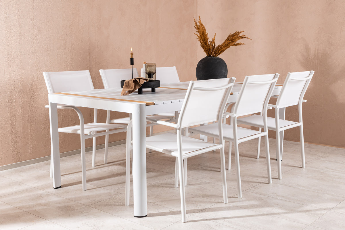 Togo Spisebord 200*100 + Santorini Armstol Venture Design Spisegruppe