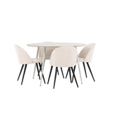 Plaza Dining Table with Velvet Dining Chair Venture Design Spisegruppe
