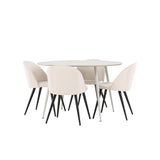 Plaza Dining Table with Velvet Dining Chair Venture Design Spisegruppe