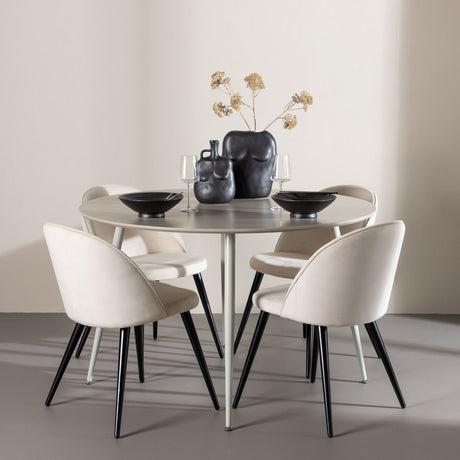 Plaza Dining Table with Velvet Dining Chair Venture Design Spisegruppe
