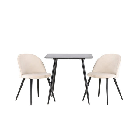 Polar Dining Table with Velvet Dining Chair Venture Design Spisegruppe