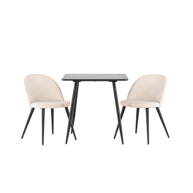 Polar Dining Table with Velvet Dining Chair Venture Design Spisegruppe