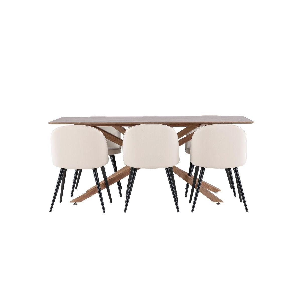 Piazza Dining Table with Velvet Dining Chair Venture Design Spisegruppe