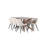 Piazza Dining Table with Velvet Dining Chair Venture Design Spisegruppe