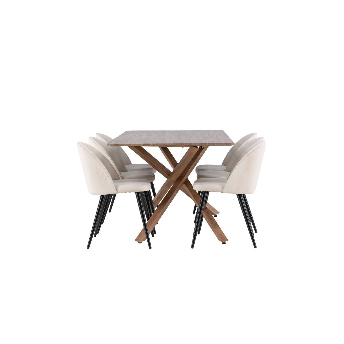 Piazza Dining Table with Velvet Dining Chair Venture Design Spisegruppe