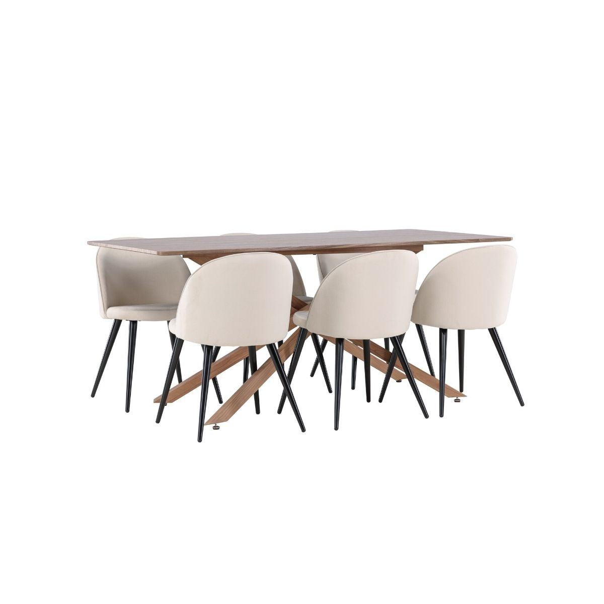 Piazza Dining Table with Velvet Dining Chair Venture Design Spisegruppe