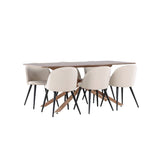 Piazza Dining Table with Velvet Dining Chair Venture Design Spisegruppe