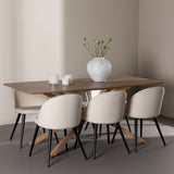 Piazza Dining Table with Velvet Dining Chair Venture Design Spisegruppe