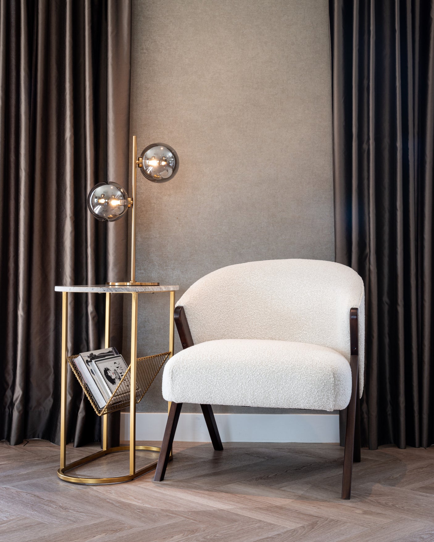 Lounge chair Mia hvit bouclé Richmond Interiors Lenestol