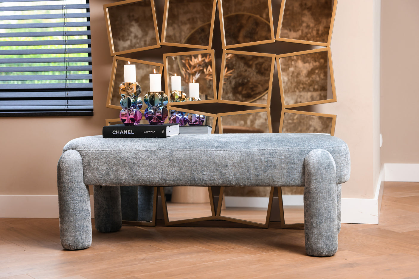 Bench Holly lyseblå chenille Richmond Interiors Benk