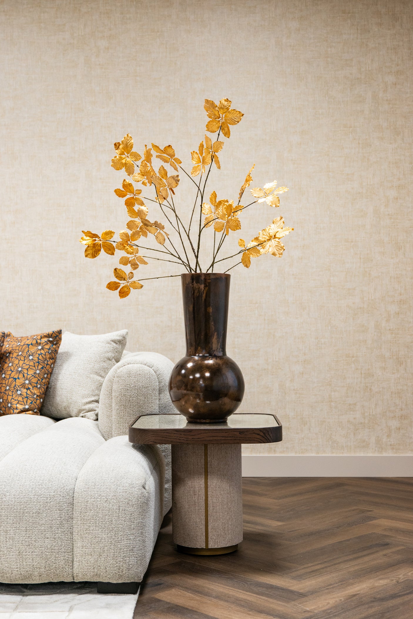 Endebord Willox beige inkludert glass Richmond Interiors Sidebord