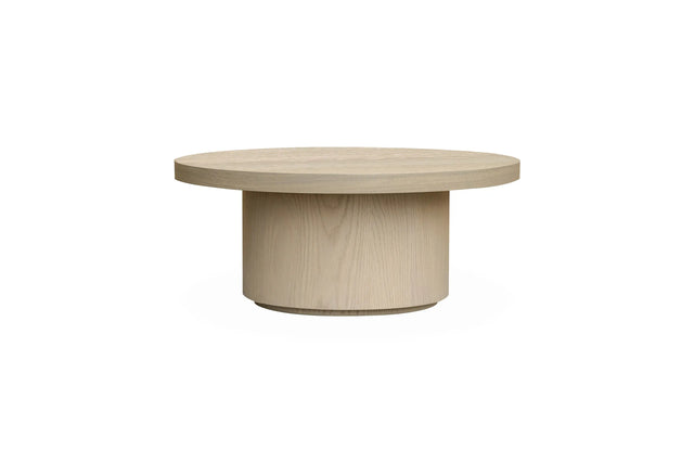 Salong bord Kyoto Ø90cm høyde 42cm White wash eikefiner Homefactory Sofabord