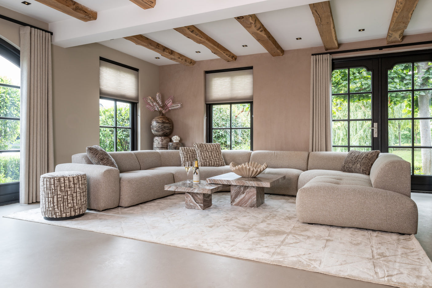 Puff & Fotskammel Lexie greige 45Ø Richmond Interiors Pall