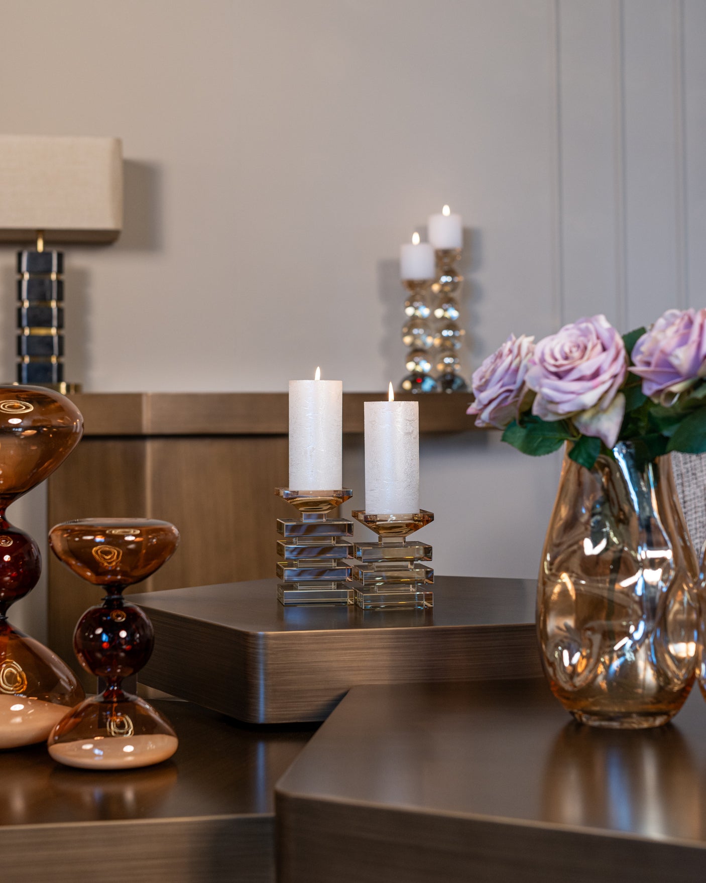 lysestake Emie brun liten Richmond Interiors Lysestake