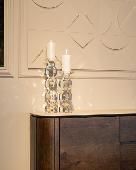 Lysestake Safia klar gjennomsiktig stor Richmond Interiors Lysestake