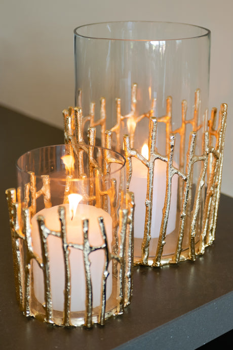 Hurricane light Loretta gold small Richmond Interiors Lanterne og lysglass