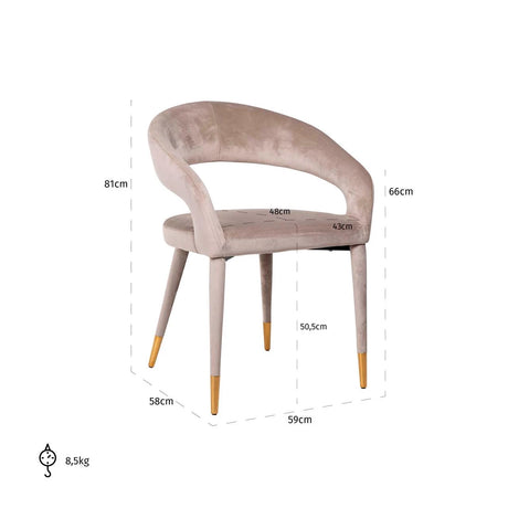 Spisestol Gia khaki fløyel brannhemmende Richmond Interiors Spisestol