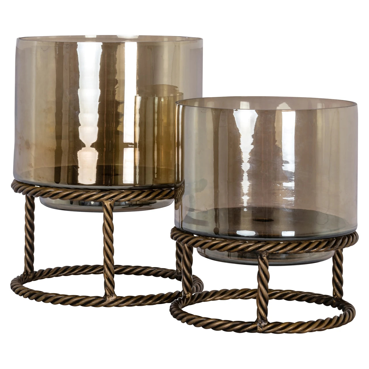 Hurricane light Ropia messing antikk liten Richmond Interiors Lanterne og lysglass