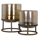 Hurricane light Ropia messing antikk liten Richmond Interiors Lanterne og lysglass