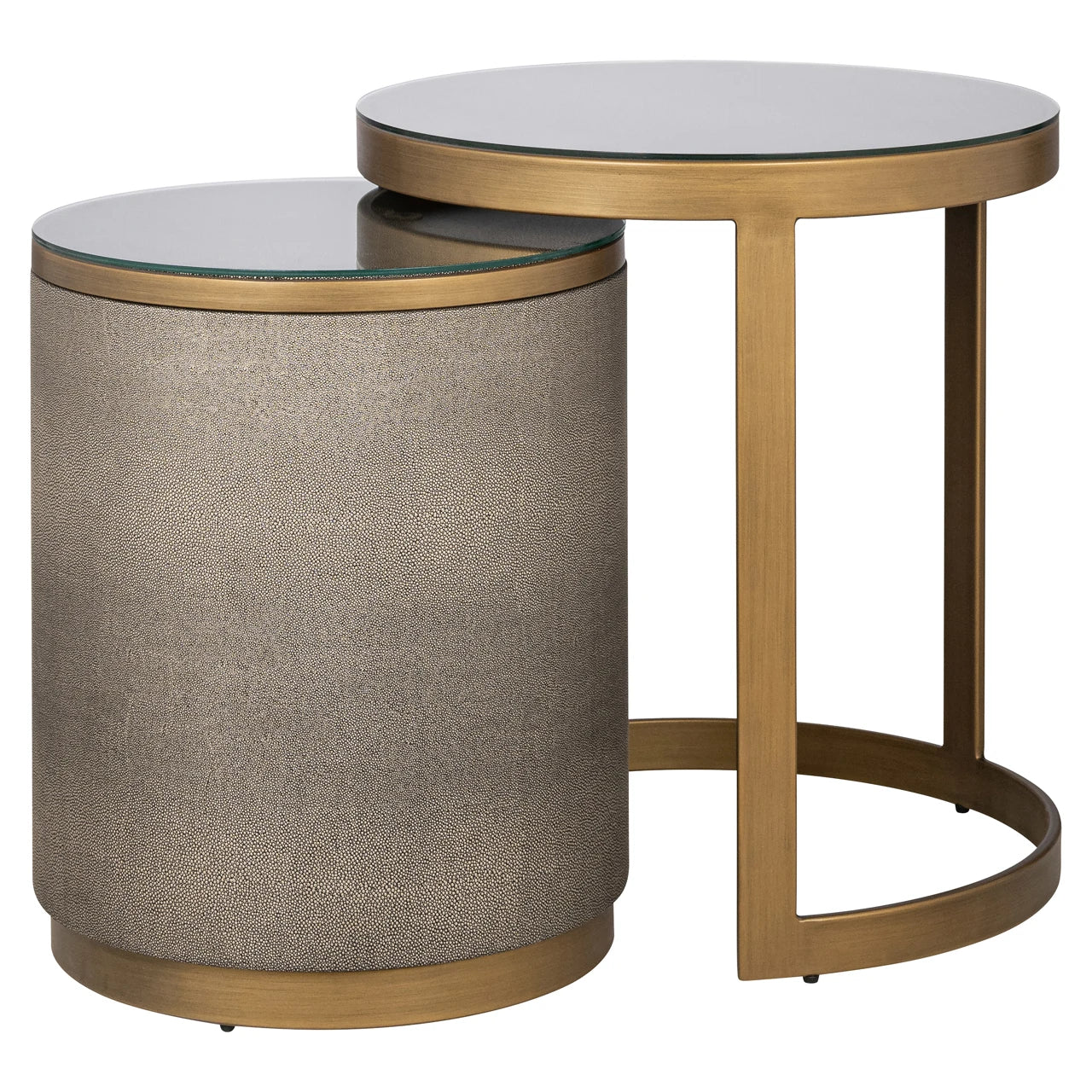 End table Bloomville messing shagreen inkl. glass sett med 2 Richmond Interiors Sidebord